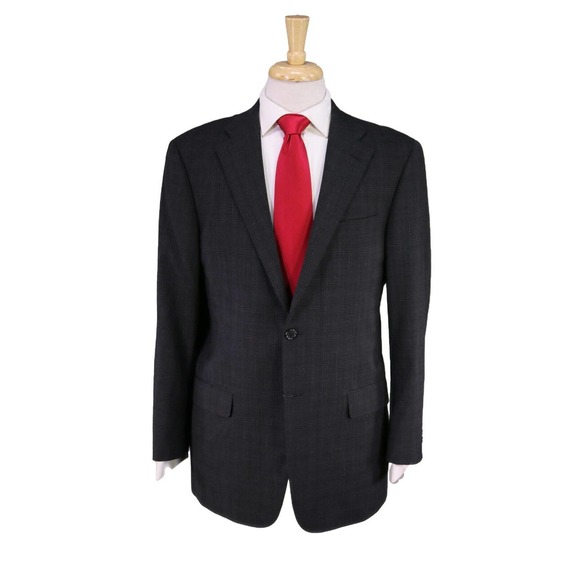 Hickey Freeman Other - Hickey-Freeman Current Black/Gray Knit Plaid 2-Btn Luxury Wool Suit 42R